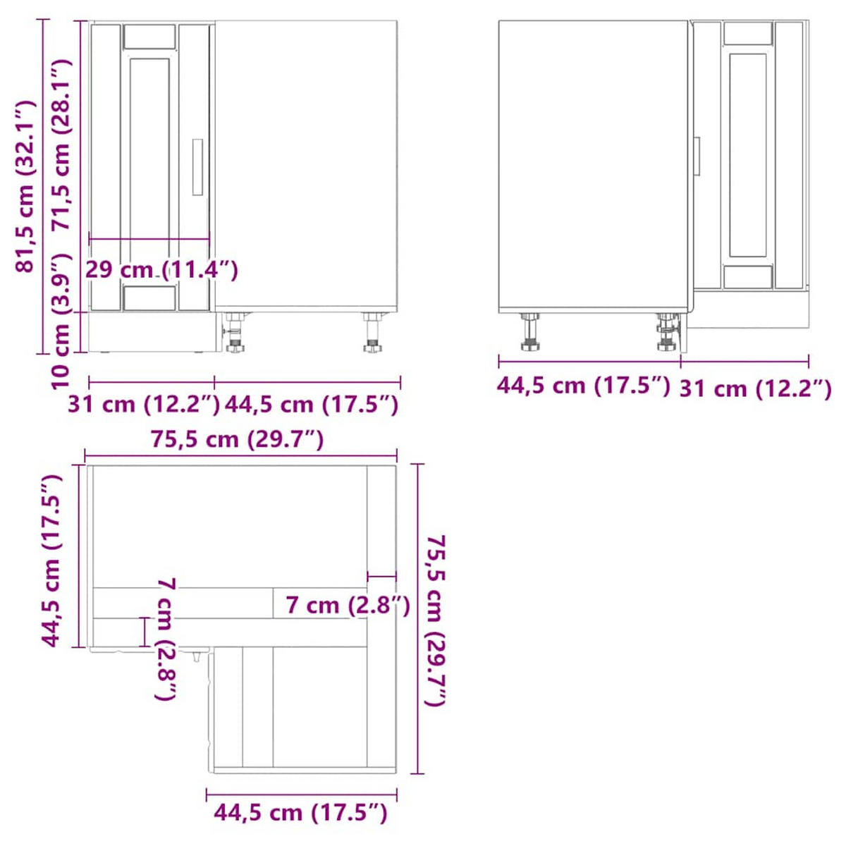 KÜCHEN-ECKUNTERSCHRANK Porto Weiss Holzwerkstoff - Weiß, Holzwerkstoff (75.5/81.5/75.5cm) - vidaXL