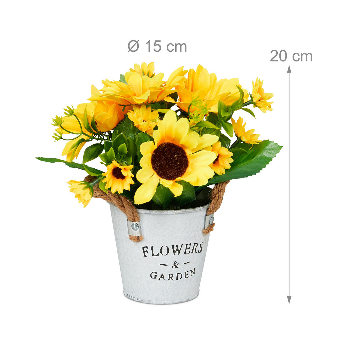 3XKUNSTSONNENBLUME - Multicolor/Weiß, Kunststoff/Metall (20cm) - Relaxdays