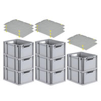 EUROBOX 8x Nextgen Economy Mit Auflagedeckel Grau/Gelb Griffe Offen 20 Liter - Gelb, Kunststoff (30/22/40cm) - PROREGAL
