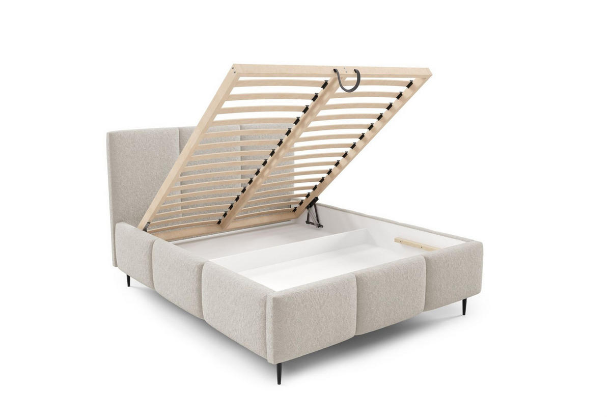 POLSTERBETT Miami Komplettset - Beige, Holzwerkstoff/Textil (160/200cm) - Fun Möbel