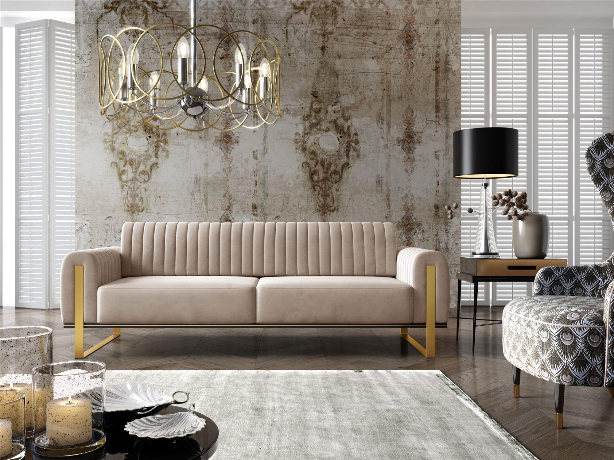 SOFA Valerie 3-sitzer - Beige, Holzwerkstoff/Textil (228/79/90cm) - Fun Möbel
