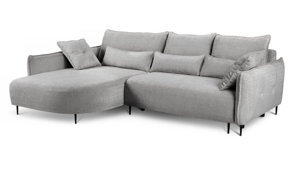 ECKSOFA Oblivio Grau Chenille - Schwarz/Grau, Textil/Metall (285/200cm) - Selsey