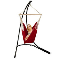 XL HÄNGESTUHL mit Gestell 210/140 cm , Weinrot/Schwarz - Rot, Textil (140/210/160cm) - Amanka
