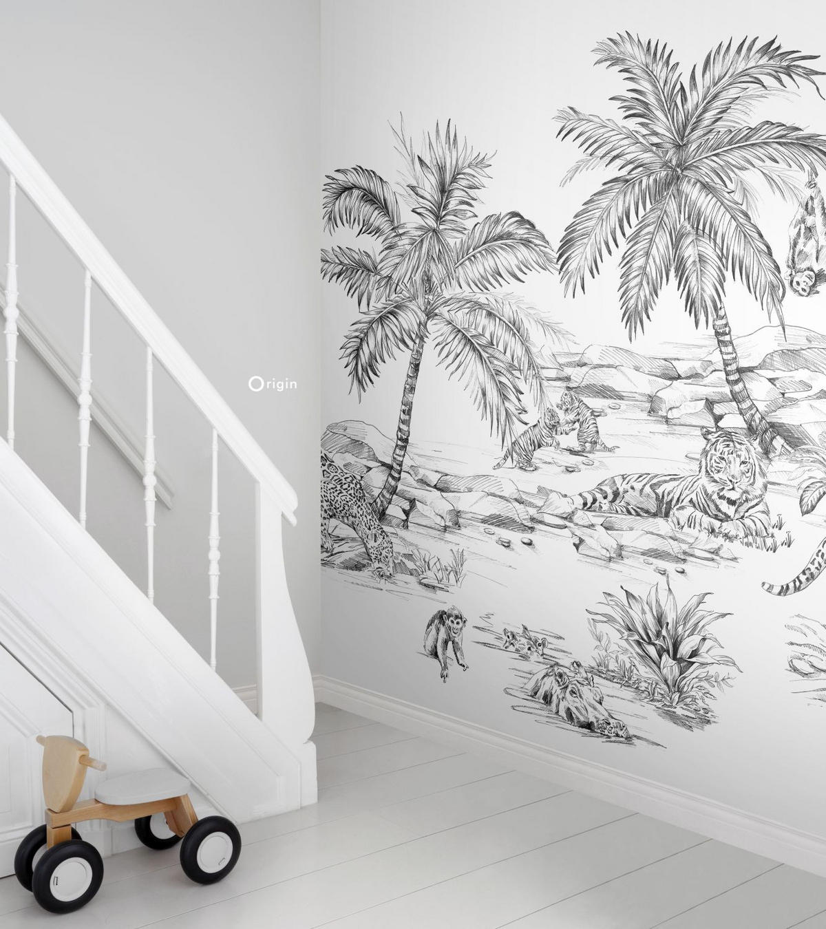 FOTOTAPETE Safari-Muster 250 x 279 cm - Schwarz, Papier (250/279cm) - Origin Wallcoverings