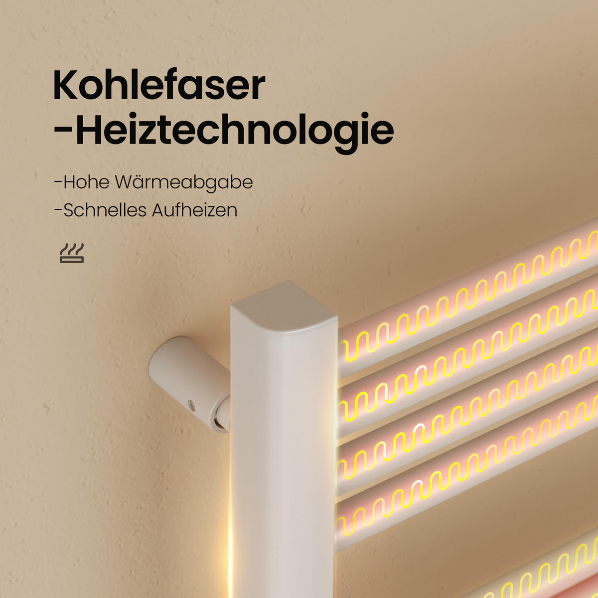 HEIZKÖRPER Elektrischer Handtuchhalter Weiß 96/54/4,3 cm - Weiß, Metall (54/96/4.3cm) - EMKE