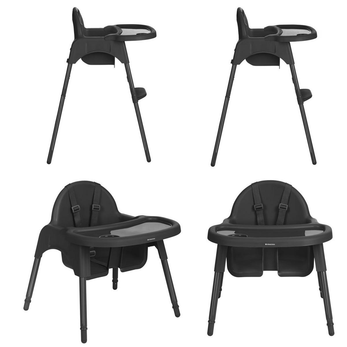 HOCHSTUHL 2 in 1 Jammy schwarz Kinderstuhl, Fußstütze, Gurt, Bechervertiefung - Schwarz, Kunststoff (60/86/60cm) - Kikka boo
