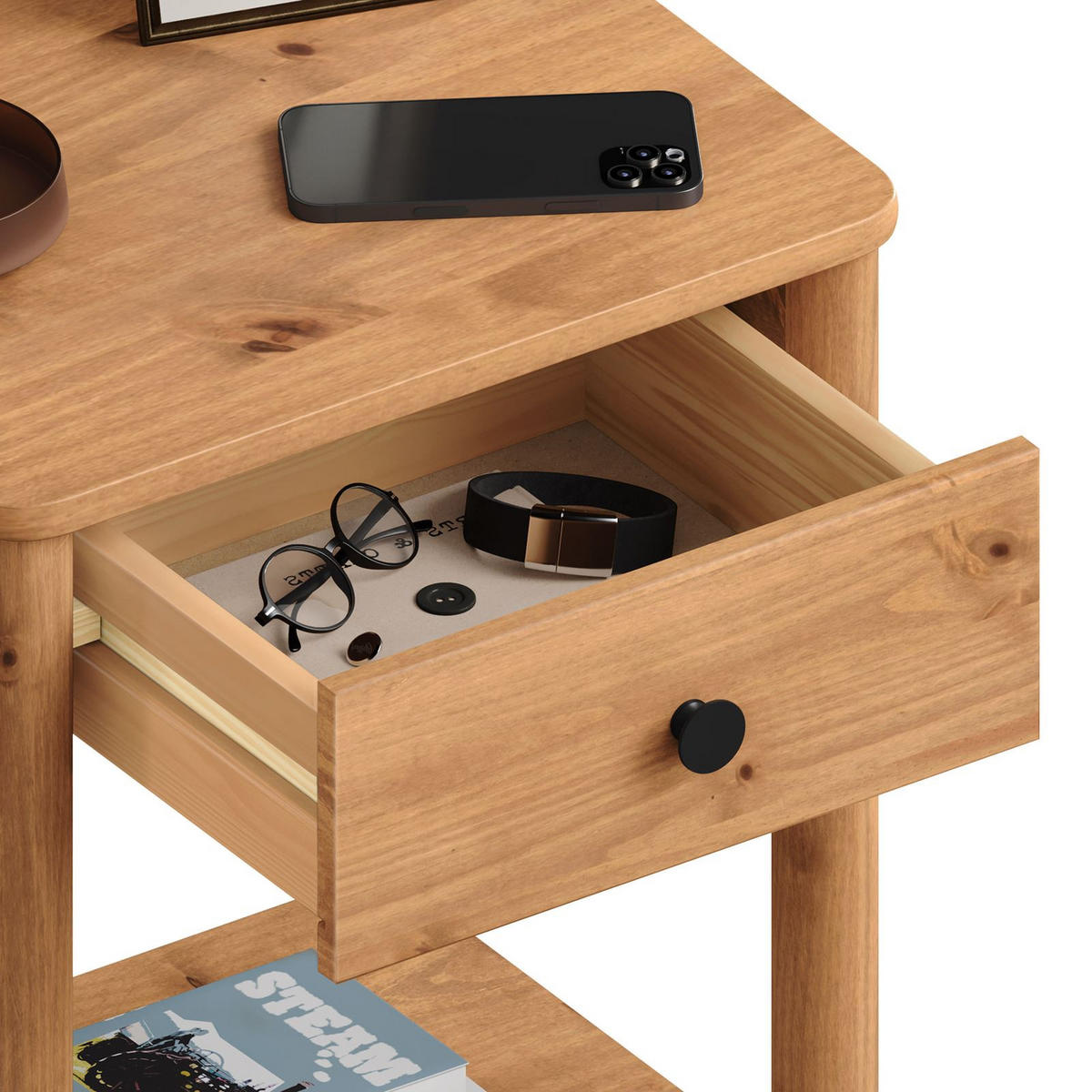 NACHTTISCH APOANA Eiche - Eichefarben, Holz (45/55/35cm) - IDIMEX