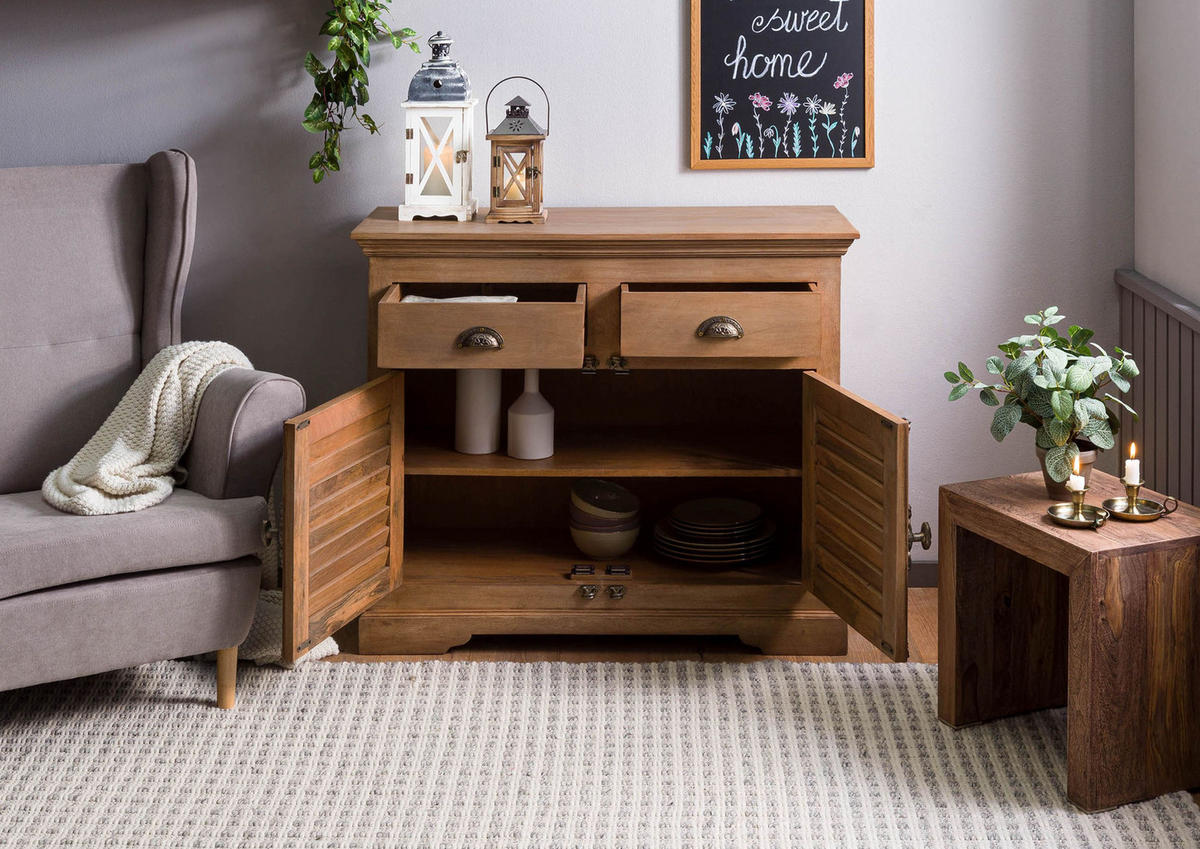 SIDEBOARD Mango 107x45x90 beige geölt TOULOUSE #07 - Beige, Holz (107/90/45cm) - Massivmoebel24