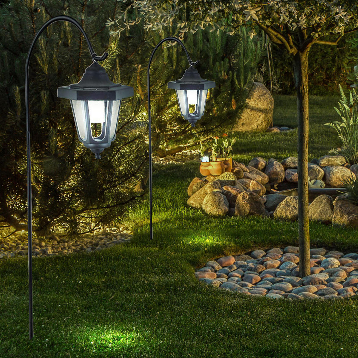 LED AUSSENLEUCHTE Stahl Schwarz 3er Set - Schwarz, Kunststoff/Metall (17.5/17/79cm)