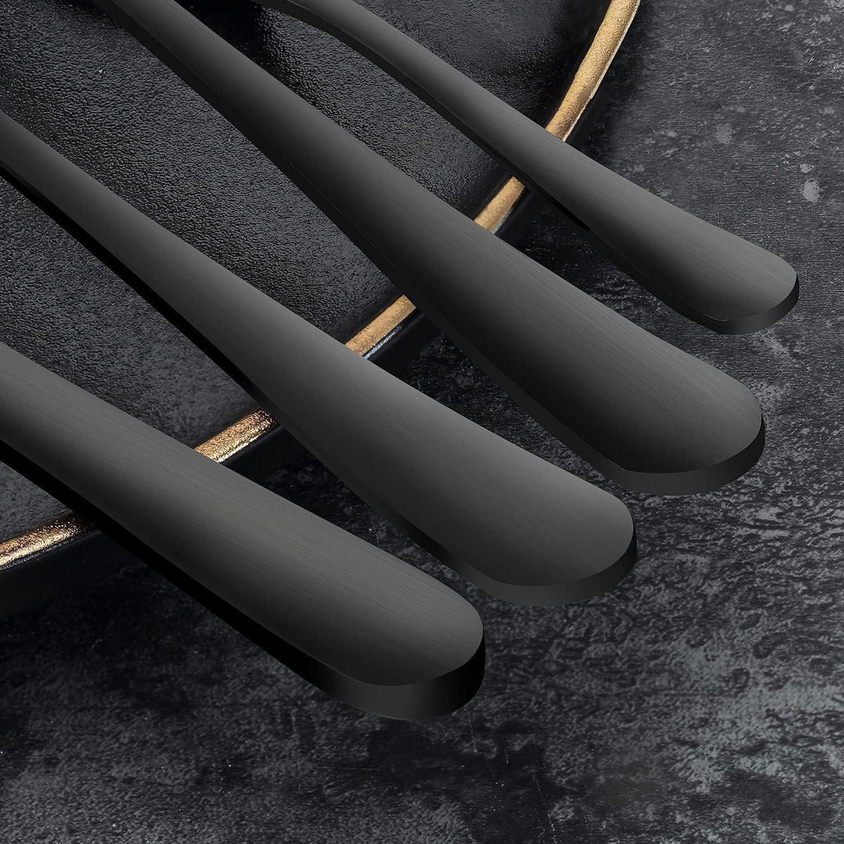 BESTECKSET 24-teilig für 6 Personen matt schwarz - Schwarz, Metall