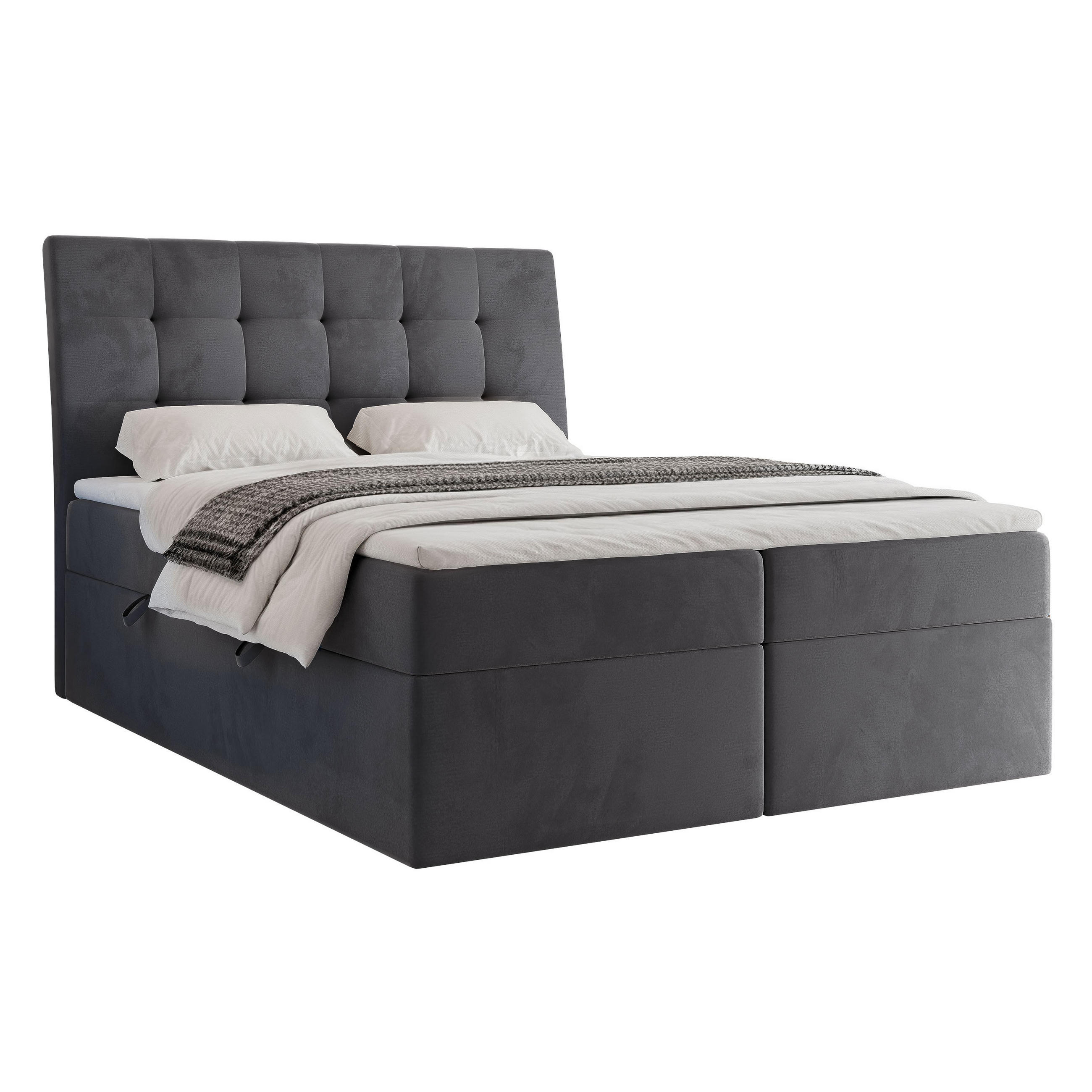 BOXBETT 140x200 cm mit Topper - Dunkelgrau, Textil (140/200cm) - Idohome