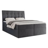 BOXBETT 200x200 cm mit Topper - Dunkelgrau, Textil (200/200cm) - Idohome