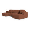 WOHNLANDSCHAFT SENTUM N Orange Boucle-Stoff mit Schlaffunktion - Orange, Holz (330/90/148cm) - MASSENO