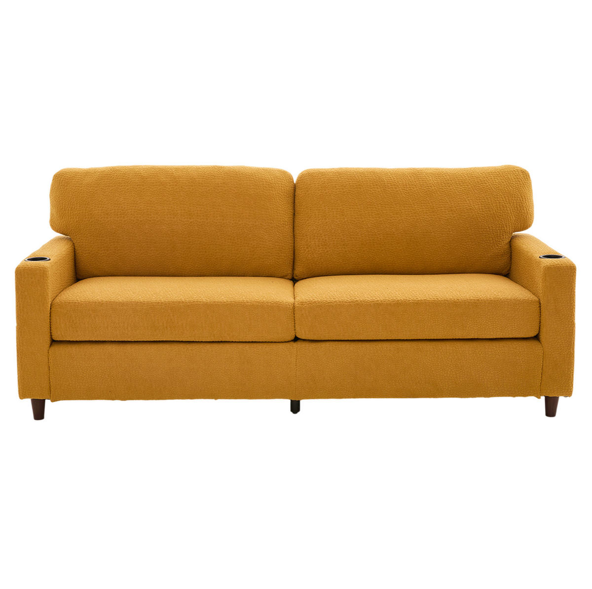 SOFA 2-Sitzer mit USB-C LED Chenille Mustard Yellow - Gelb, Kunststoff (203/86/77.5cm) - Meubliv