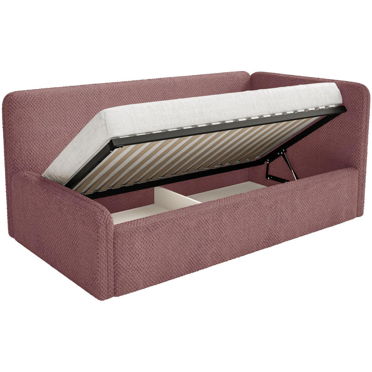 KINDERBETT Fanko Samt Rosa 90x200 cm - Pink/Schwarz, Kunststoff/Textil (90/200cm) - Selsey