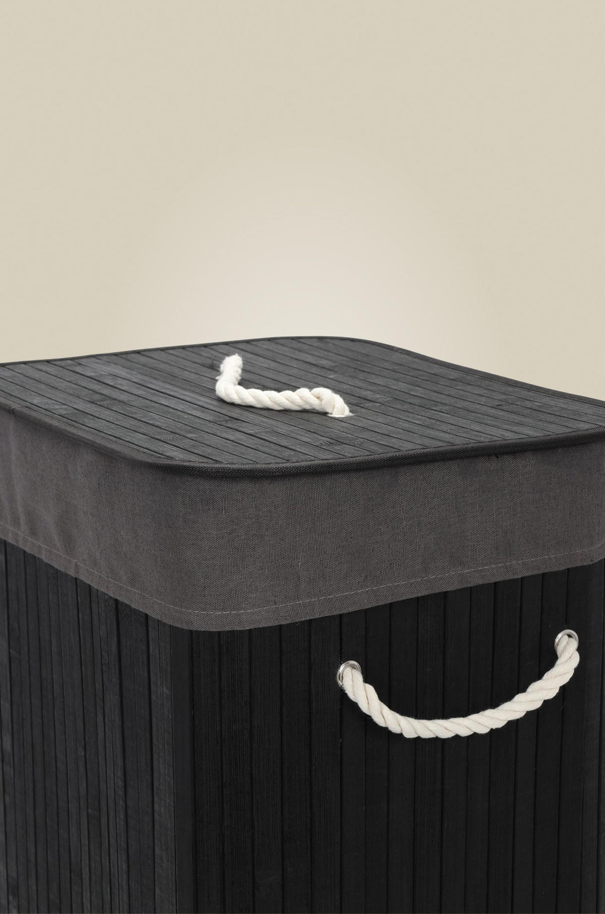 WÄSCHKORB Bambus Sade 80 l - Schwarz, Naturmaterialien (32/60/42cm) - NUXIO