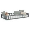 BODENBETT Grau 90x200 cm mit Lattenrost Kind - Grau, Holz (90/200cm) - Homestyle4u