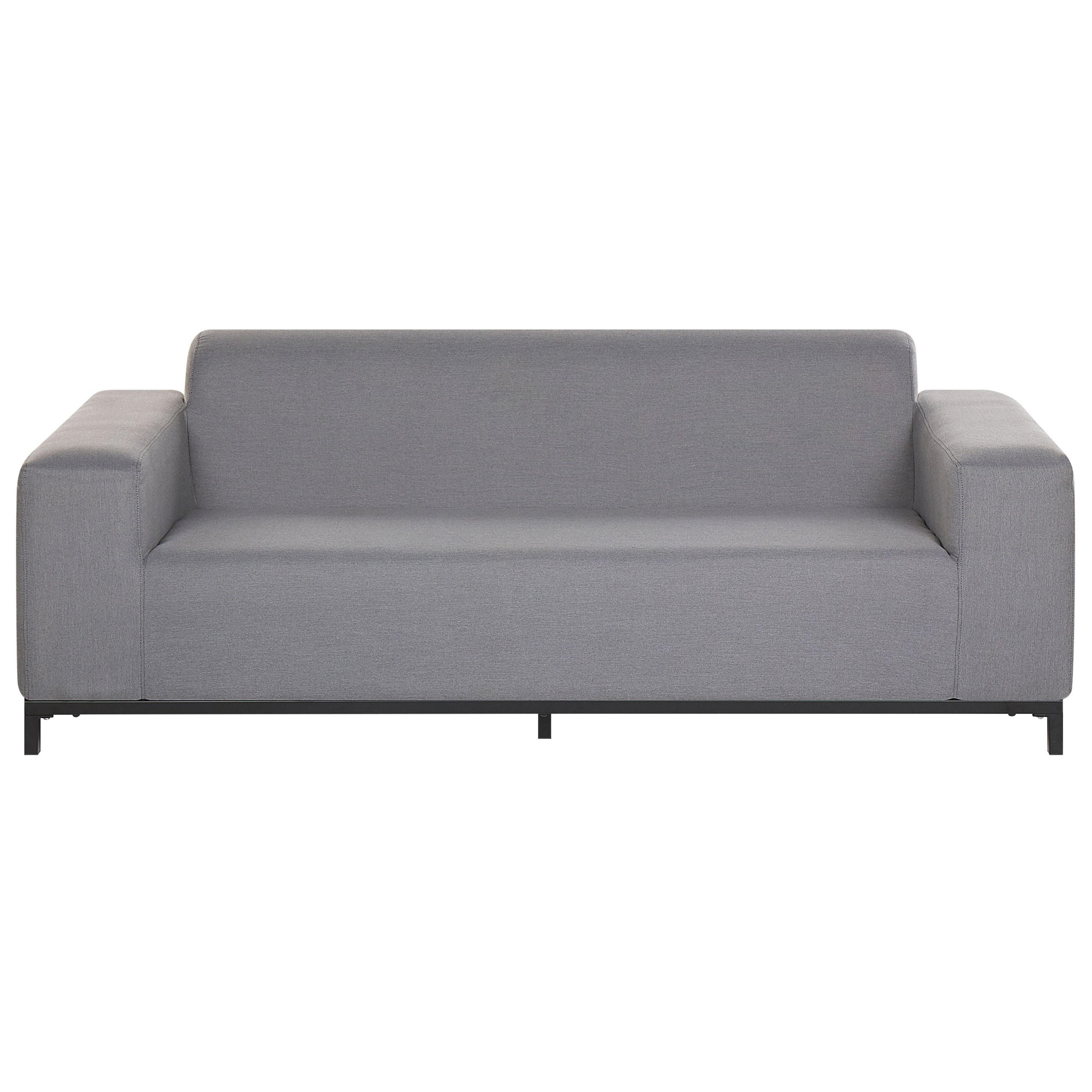 GARTENSOFA 3-Sitzer grau/schwarzes Gestell Rovigo - Schwarz/Grau, Textil (186/68/84cm) - Beliani