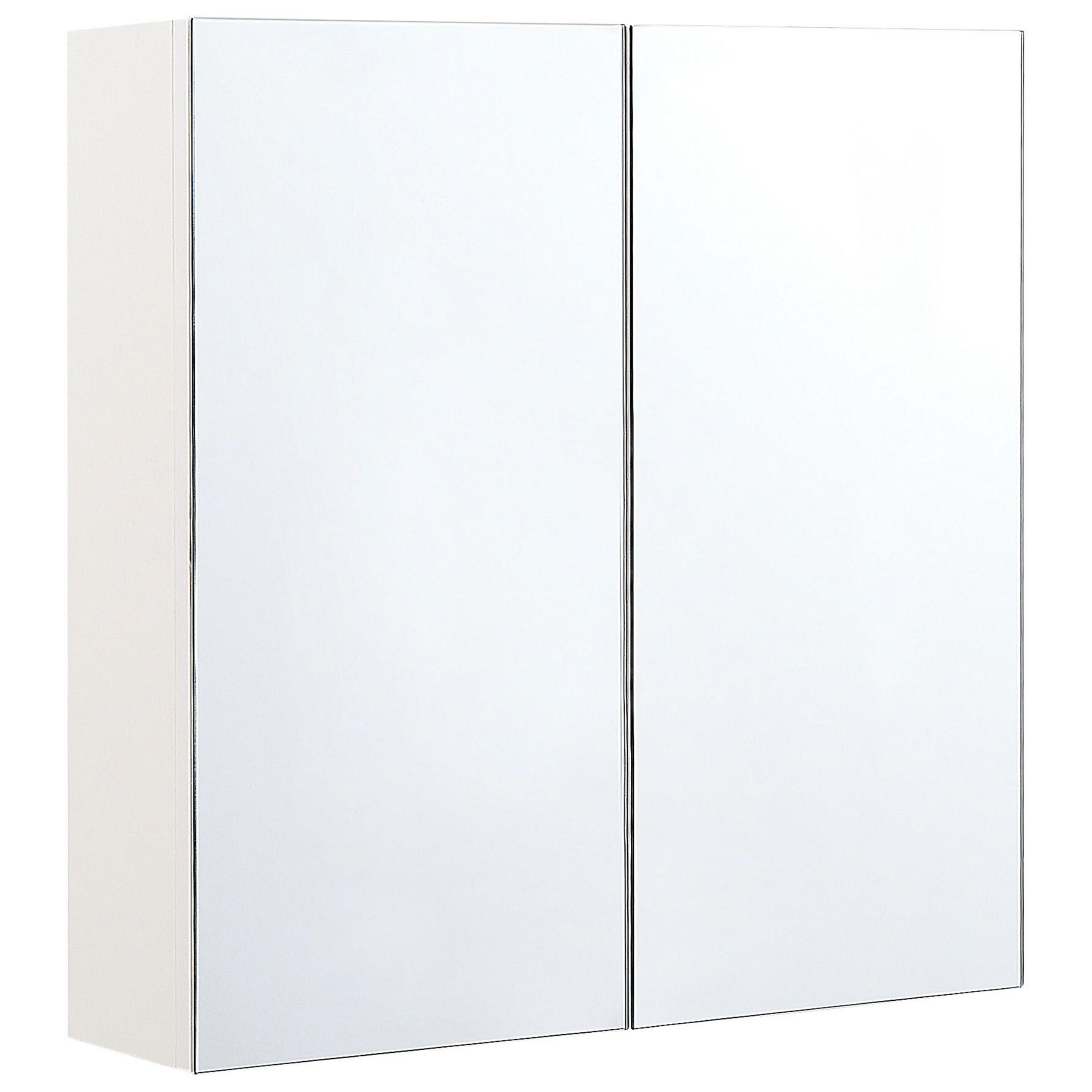BAD SPIEGELSCHRANK weiß/silber 60/60 cm Navarra - Silberfarben/Weiß, Holz (60/60/14cm) - Beliani