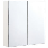 BAD SPIEGELSCHRANK weiß/silber 60/60 cm Navarra - Silberfarben/Weiß, Holz (60/60/14cm) - Beliani