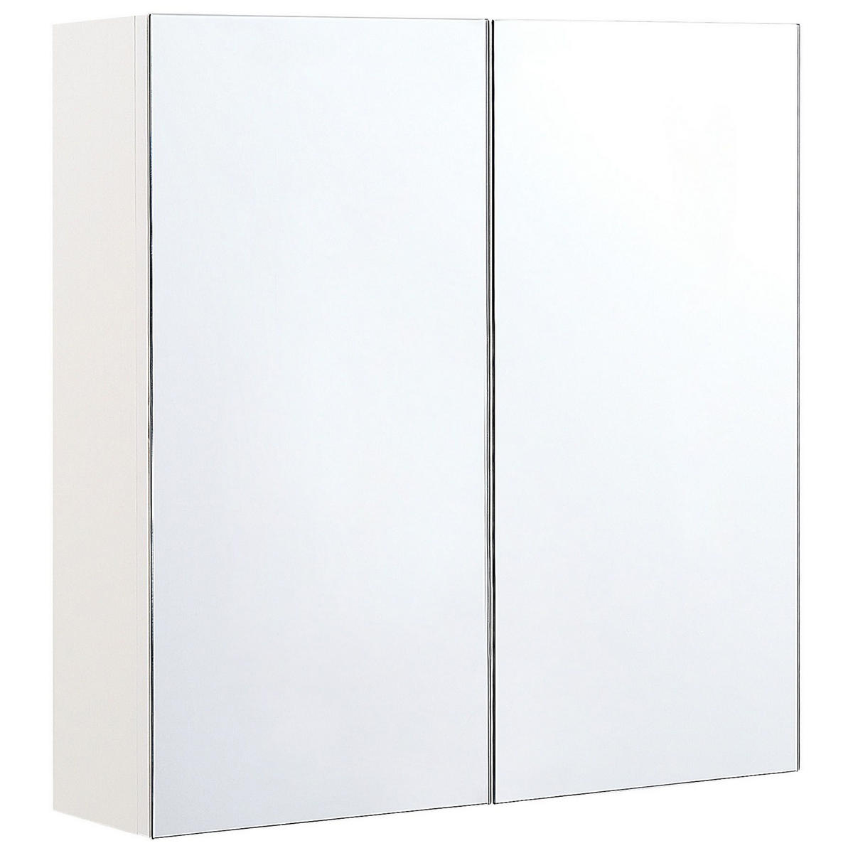 BAD SPIEGELSCHRANK weiß/silber 60/60 cm Navarra - Silberfarben/Weiß, Holz (60/60/14cm) - Beliani