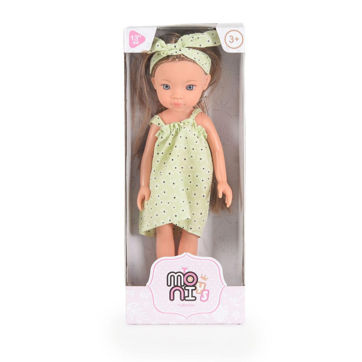KINDERPUPPE Pretty Doll grün 33 cm, Kleidung, Haare, Schuhe, beweglich, Rollenspiel, ab 3 Jahren - Grün, Kunststoff (11/7/33cm) - Moni