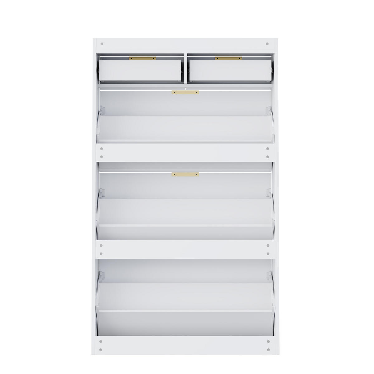 SCHUHSCHRANK 80x25x135cm Weiß mit 3 Klappen und 2 Schubl. - Weiß, Holzwerkstoff (80/135/25cm) - FLIEKS