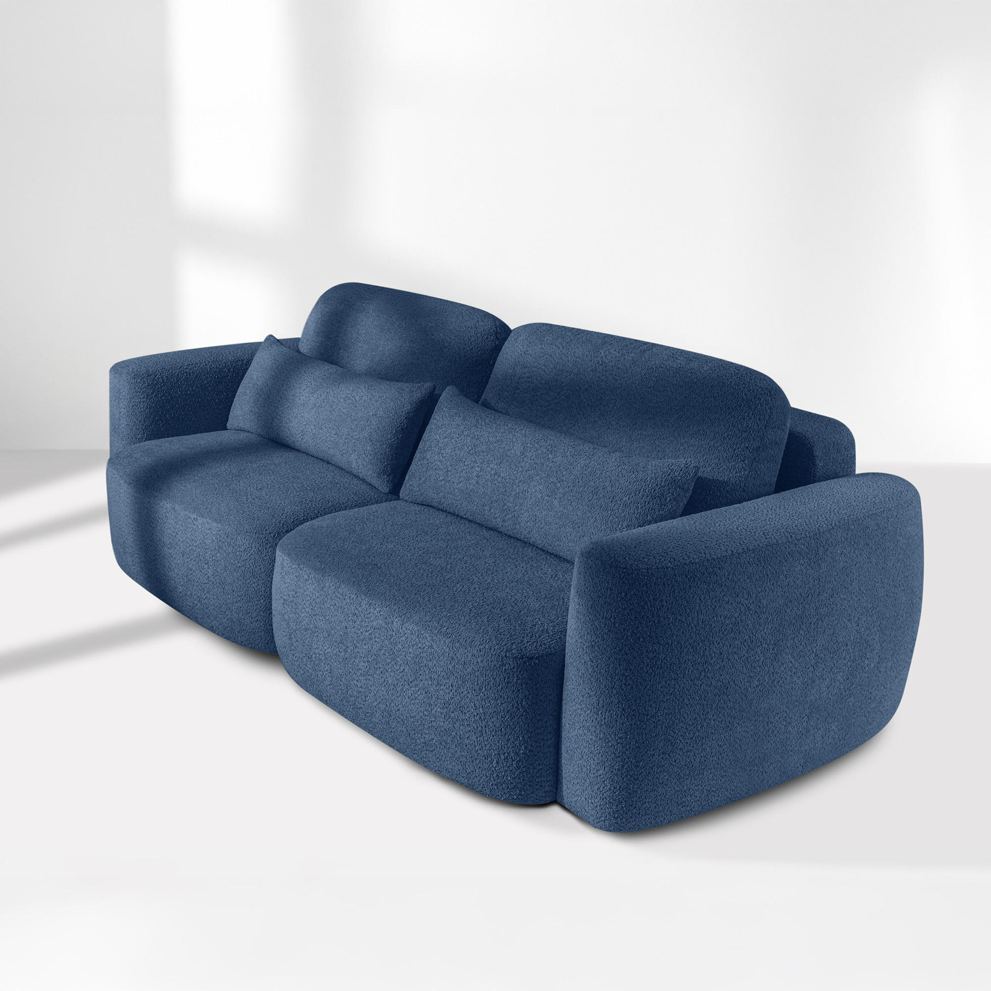 SOFA 3 ELOSA - Dunkelblau, Holz/Textil (245/85/115cm) - KONSIMO®