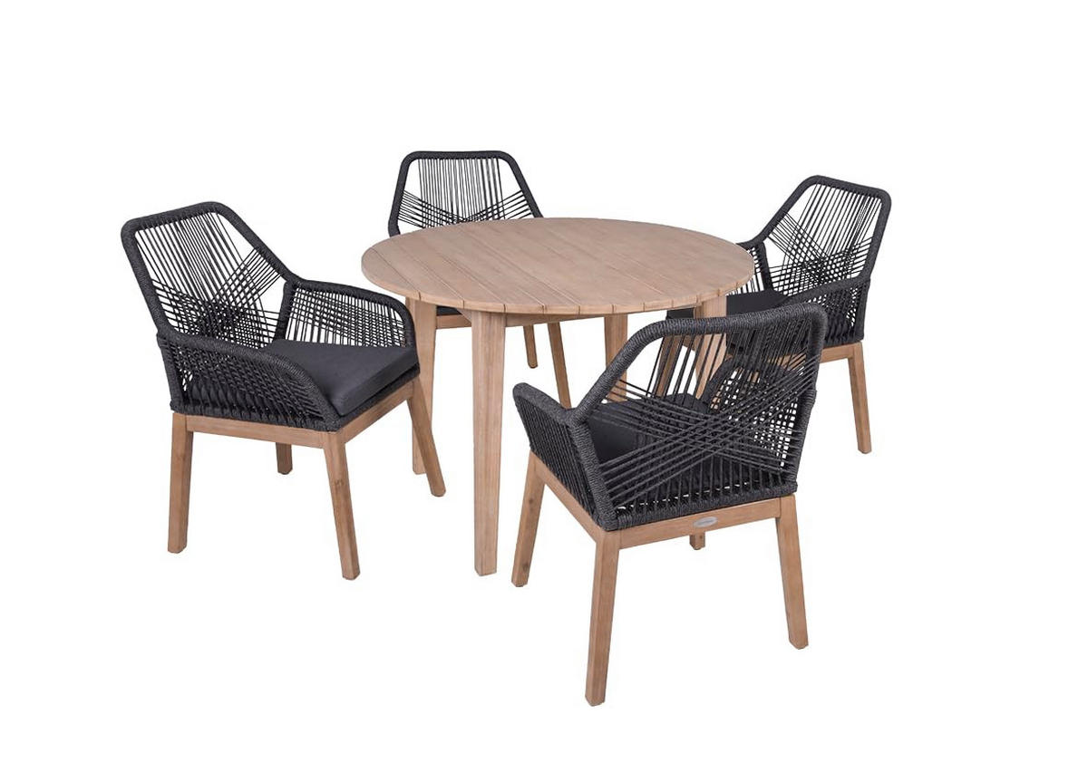 GARTEN-SITZGRUPPE Kiev 5-teilig Anthrazit Gartenmöbel-Set - Anthrazit, Holz - DELUKE