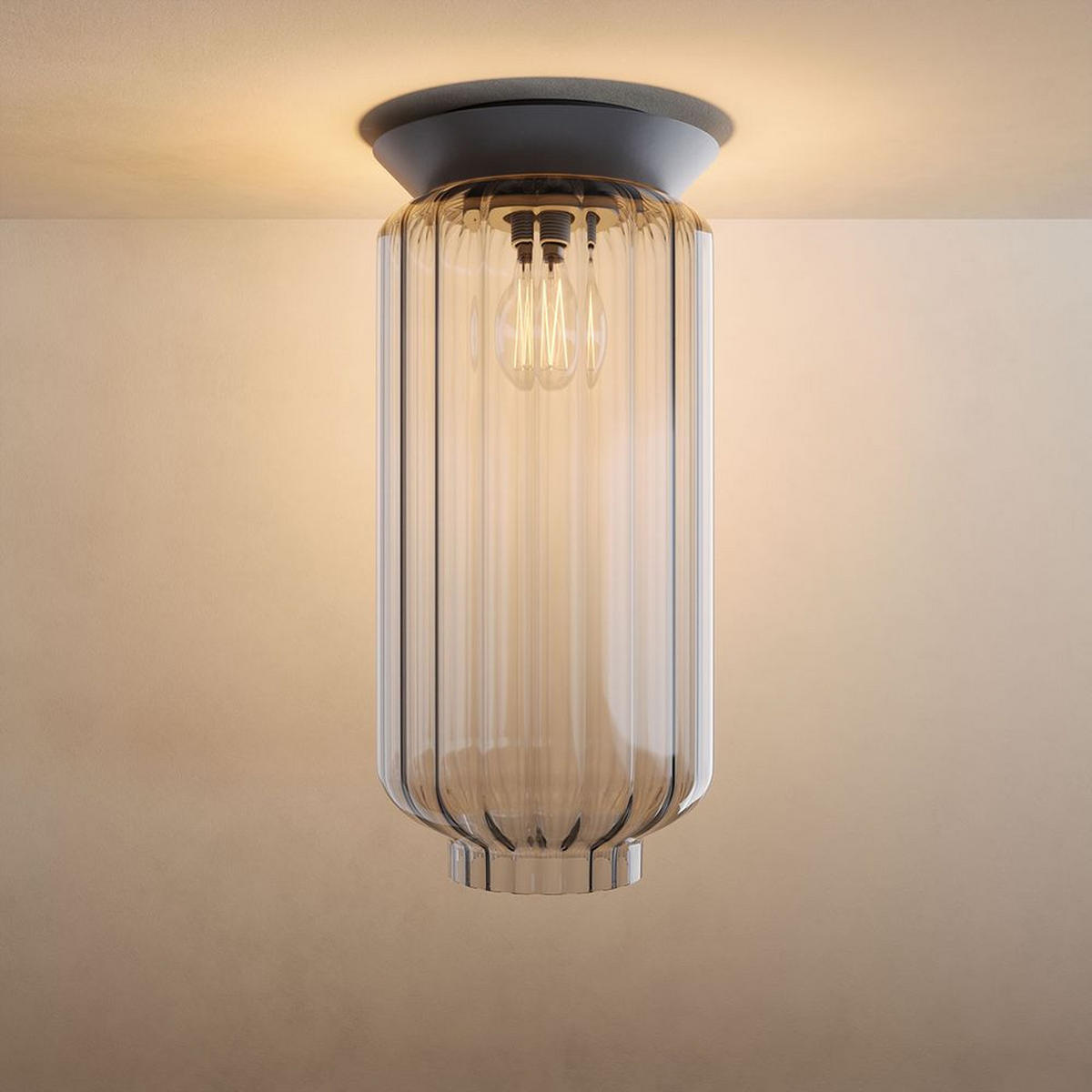 DECKENLEUCHTE Velo Rauch Ø 20cm - Grau, Glas (20/20/23cm) - s.luce