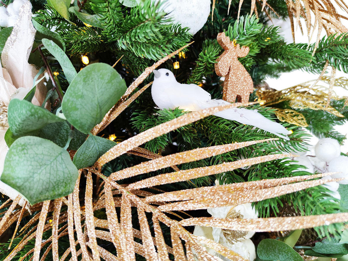 LAALU WEIHNACHTSBAUM geschmückt künstlich mit 106 Ornamenten CHAMPAGNE II 210 cm Baum mit Ständer und Christbaumschmuck - Champagner/Goldfarben, Kunststoff (210cm) - LAALU