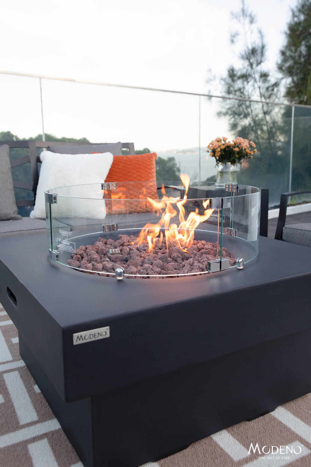 FEUERSTELLE Branford in Beton-Optik schwarz aus Faserbeton - Schwarz, Stein (97/50/97cm) - Elementi