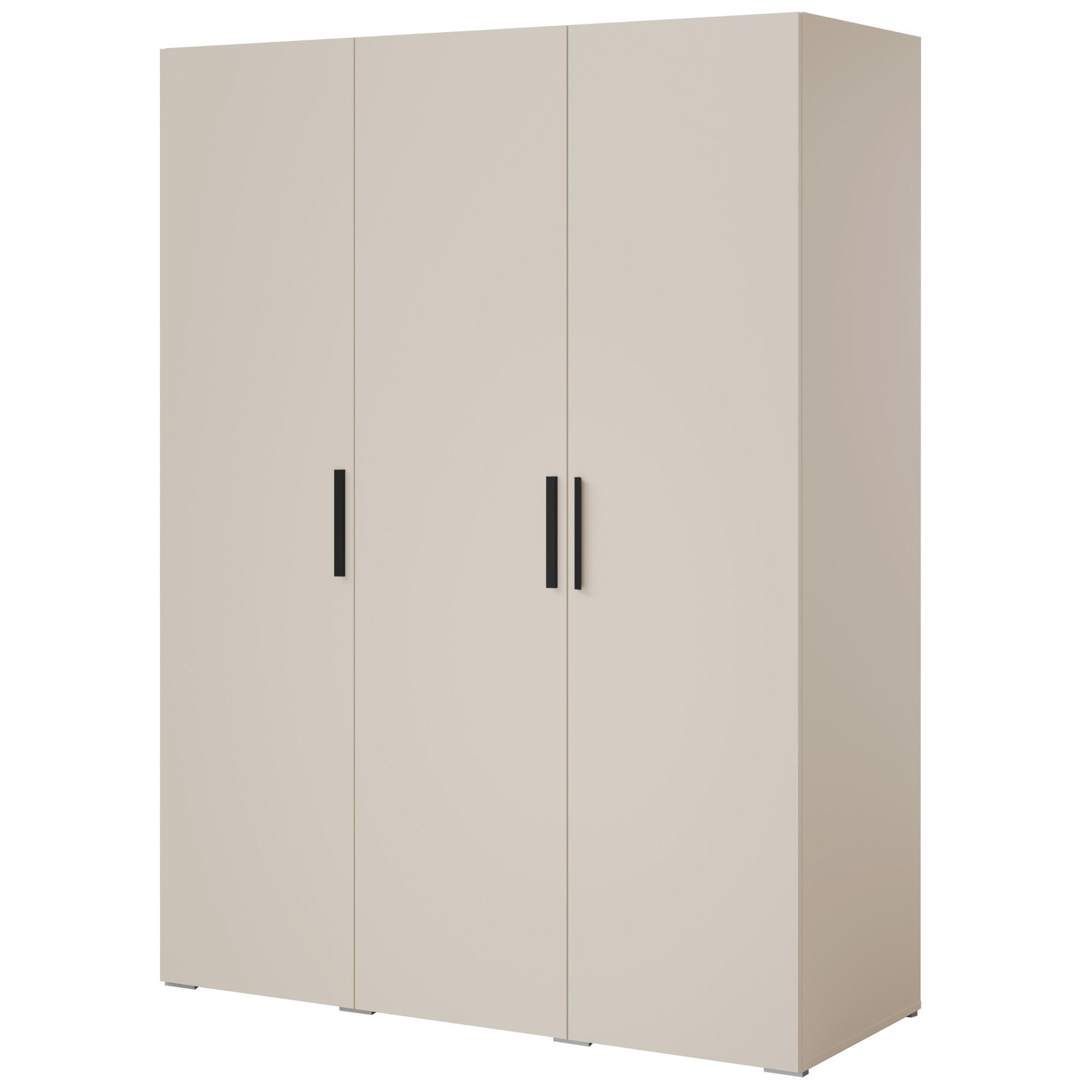 DREHTÜRENSCHRANK Napoli 3D 150 Kaschmir (schwarzer oder goldener Griff) - Kaschmir/Silberfarben, Holzwerkstoff/Kunststoff (150/35/60cm) - mzm24