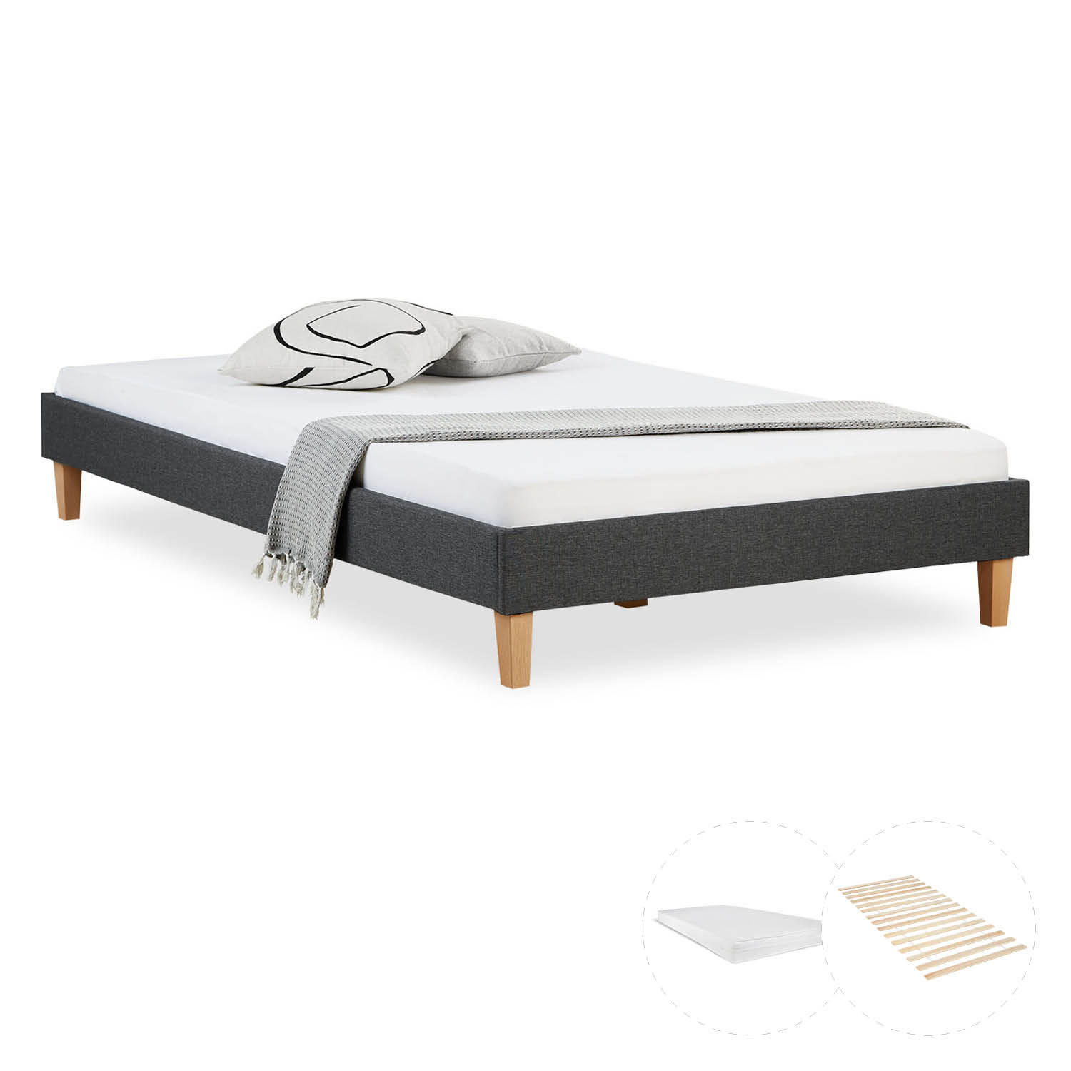 POLSTERBETT mit Matratze 120/200 cm in Grau - Grau, Textil (120/200cm) - Homestyle4u