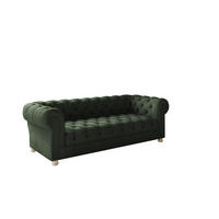 SOFA CHESTERFIELD Elegant Klassisch Schick Stoff Whisper Velours Grün - Grün, Holz/Textil (202/77/90cm) - Kaiser Möbel