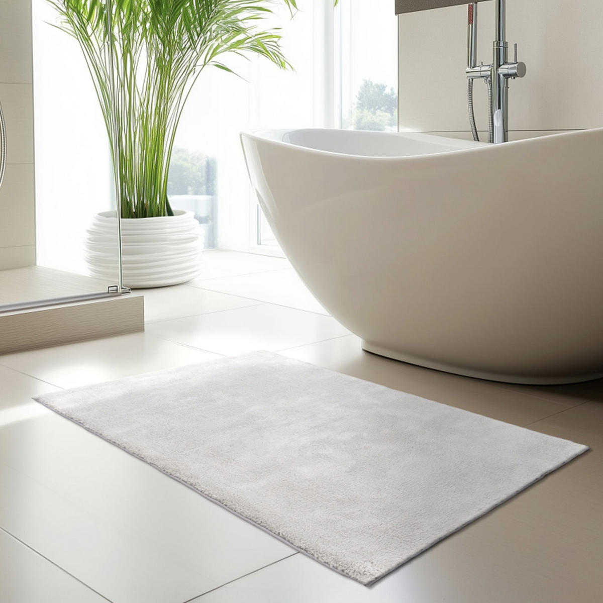 BADTEPPICH Waschbar Pure 500 Grau 40x60 cm - Grau, Textil (40/60cm) - carpet city