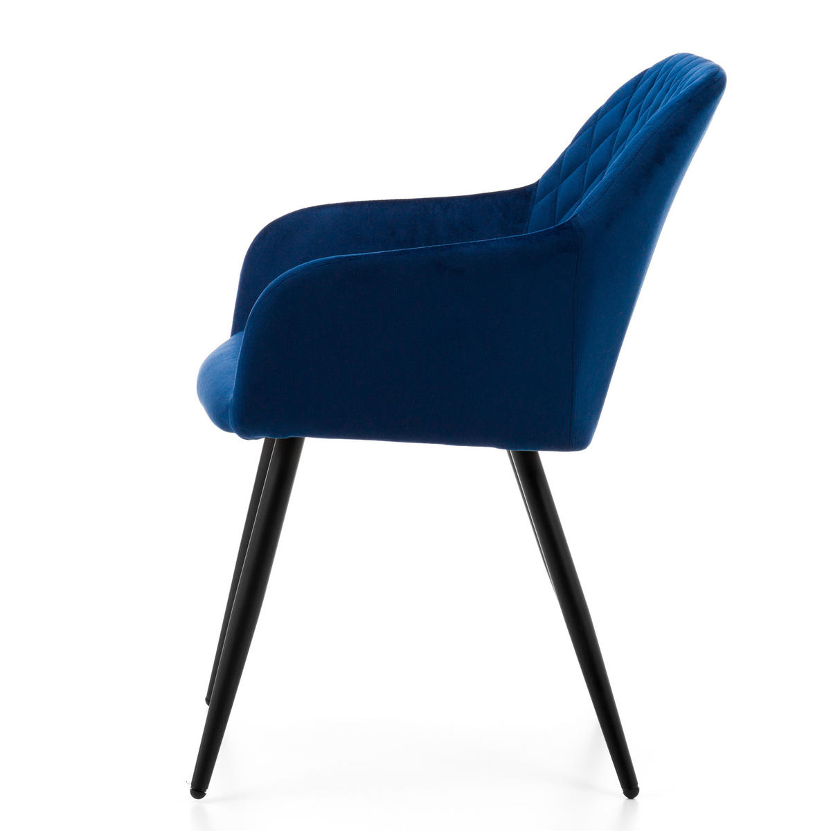 STUHL TODI gepolstert mit Steppung - dunkelblau - Samt Velours - Schwarz/Dunkelblau, Textil/Metall (56/85/62cm) - NEW HOME