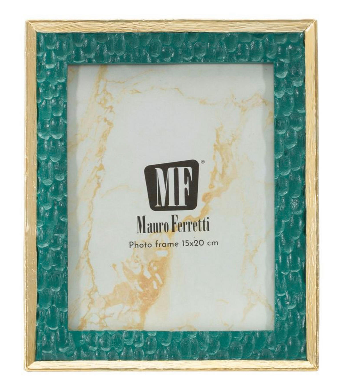 BILDERRAHMEN Grent, Fotoformat 15 x 20 cm, grün und goldfarben, Polyresin und Glas, Rahmen 20,3 x 2 x 25,3 cm - Goldfarben/Grün, Glas/Kunststoff (20.3/25.3/2cm) - Mauro Ferretti