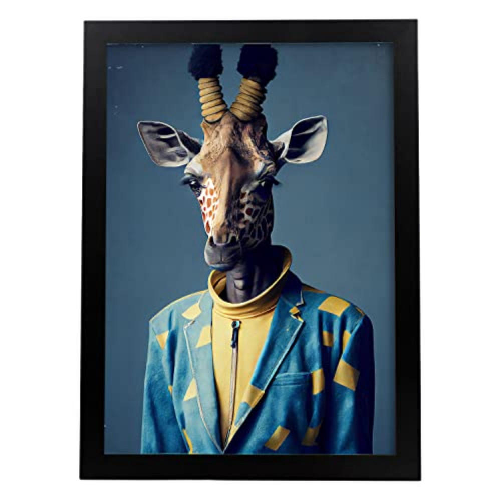 POSTER Giraffe Im Blau In Voller Farbe Fotostil A3 Rahmenlos - Klar, Papier (29.7/5/42cm) - Nacnic