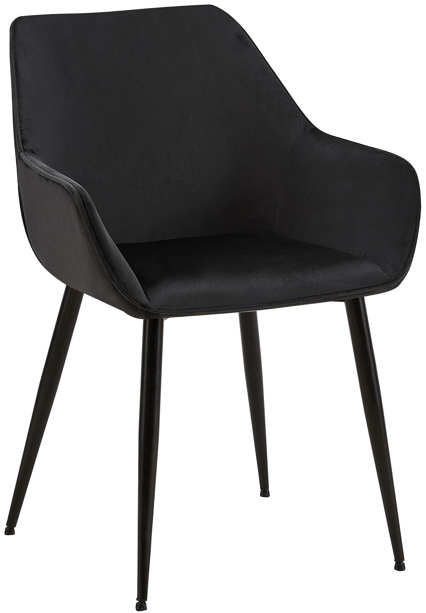 ARMLEHNENSTUHL Samt Schwarz - Schwarz, Textil/Metall (52/82/63cm) - CLP