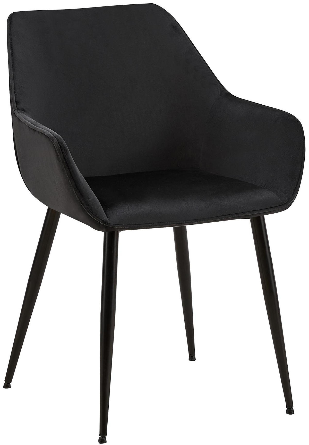 ARMLEHNENSTUHL Samt Schwarz - Schwarz, Textil/Metall (52/82/63cm) - CLP