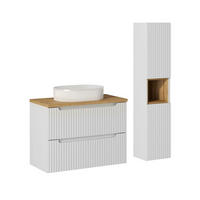 KOPALNIŠKO POHIŠTVO 80.4cm Riva 2-delni komplet Bela in lesena - bela, leseni material (80.4/59/40cm) - Petits-meubles