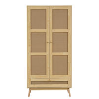 KLEIDERSCHRANK 90/45/183 cm mit 2 Drehtüren und Rattan-Optik in Natur - Naturfarben, Holz (90/183/45cm) - BEAOK