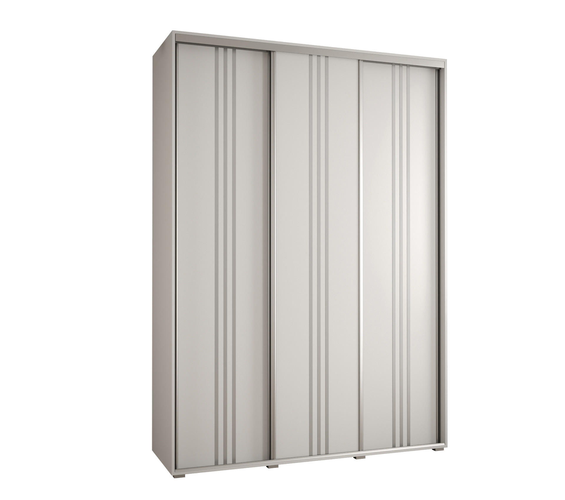 Abiks Möbel Schwebetürenschrank Weiß, Weiß, Silber 180x235x60 cm