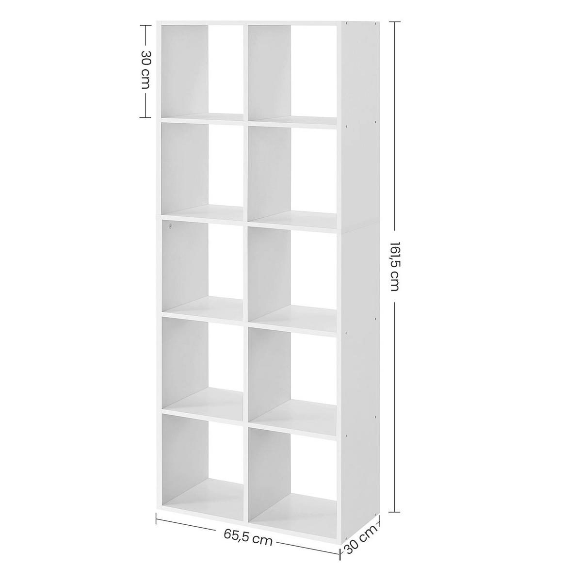 BÜCHERREGAL AUFBEWAHRUNGSREGAL - Weiß, Holzwerkstoff (65.5/162/30cm) - Hansiro