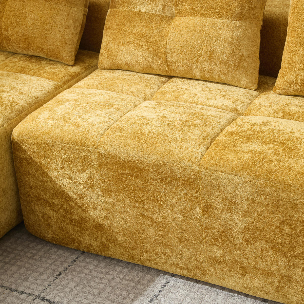 4-SITZER ECKSOFA Polyester Gelb mit Becherhaltern - Gelb, Textil (258/163cm) - WISHDOR