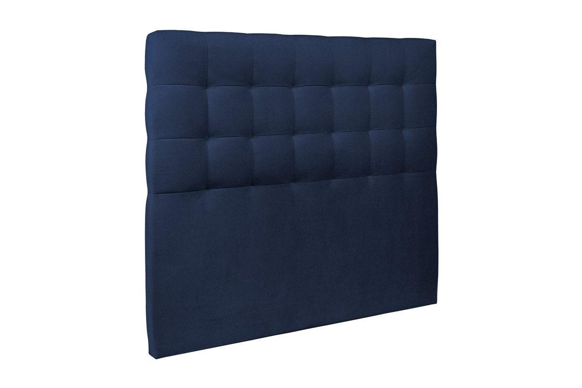 KOPFTEIL gepolstert - Gesteppt – ozeanblauer Samtstoff - 135 cm - Beige/Dunkelblau, Karton/Holz (135/120/10cm) - Sommeil de Plomb