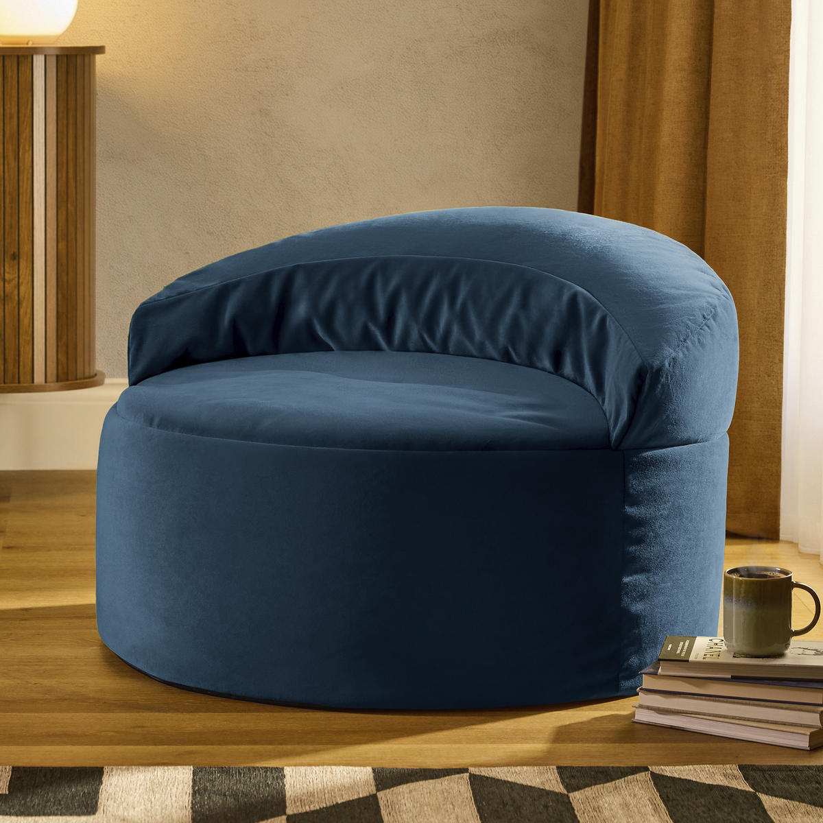 SITZSACK aus Samt Orb - Dunkelblau, Textil (86/61/86cm) - icon