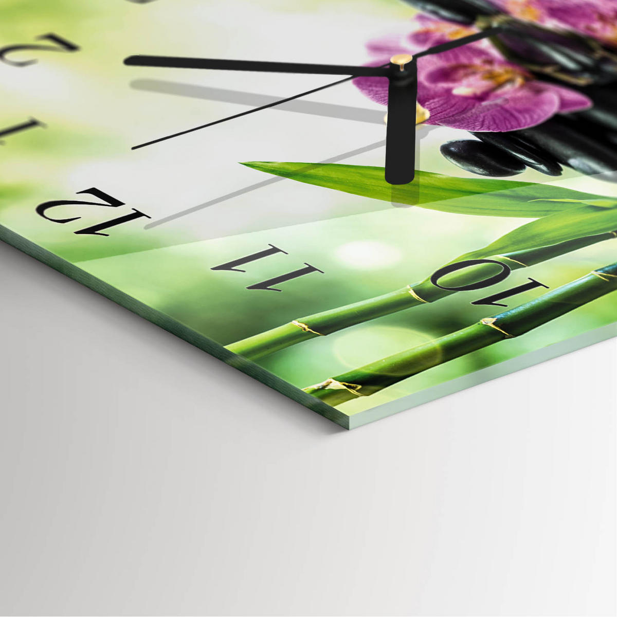 WANDUHR 30x30 cm - Spa Orchidee - Grün, Glas (30/30/0.4cm) - TULUP