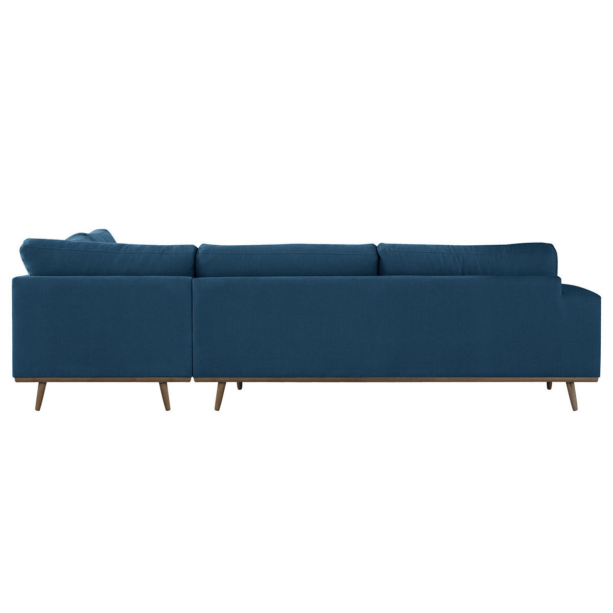 ECKSOFA mit Ottomane - Blau/Eichefarben, Naturmaterialien/Eichenholz (287/219cm) - home24